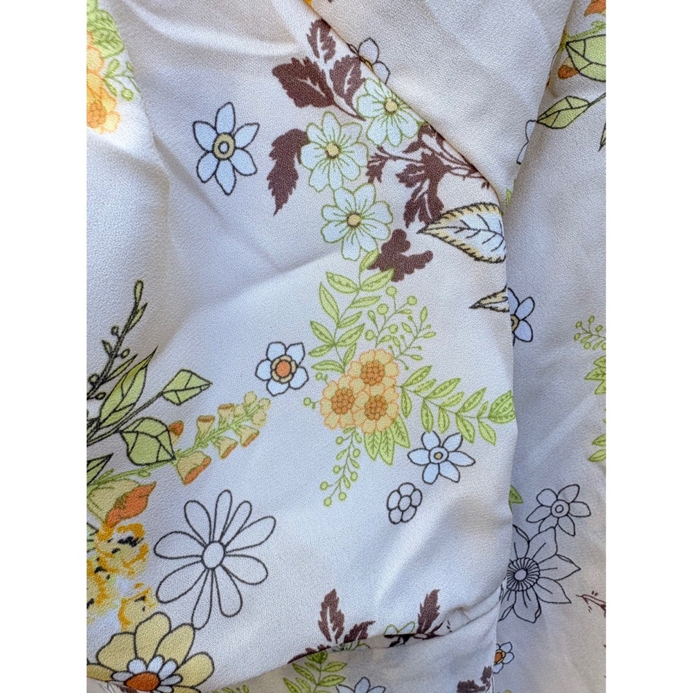 Madden NYC Floral Crop Top Long Sleeve Tie Back Sweetheart Cream XL NT011C516 - Picture 4 of 8